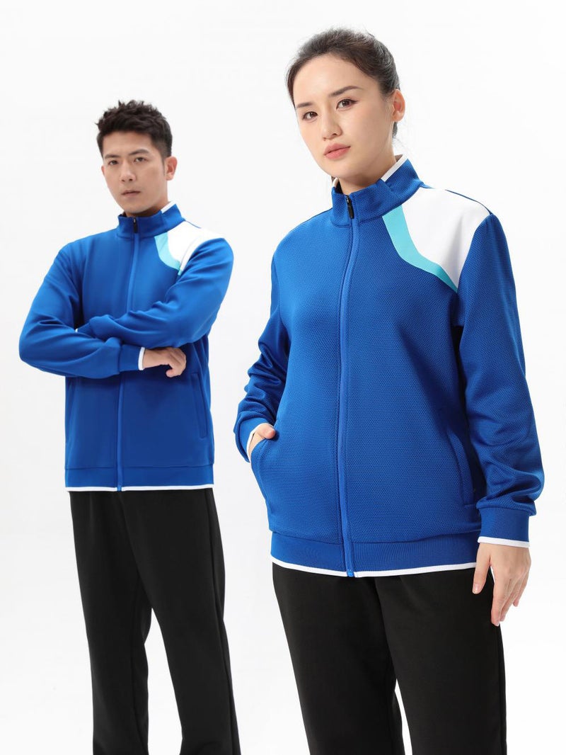 [Changfei Factory Store] Fall/Winter Leisure Men'S And Women'S Training Sports Jacket Long Sleeve Collar Top Group Dress - Image 3